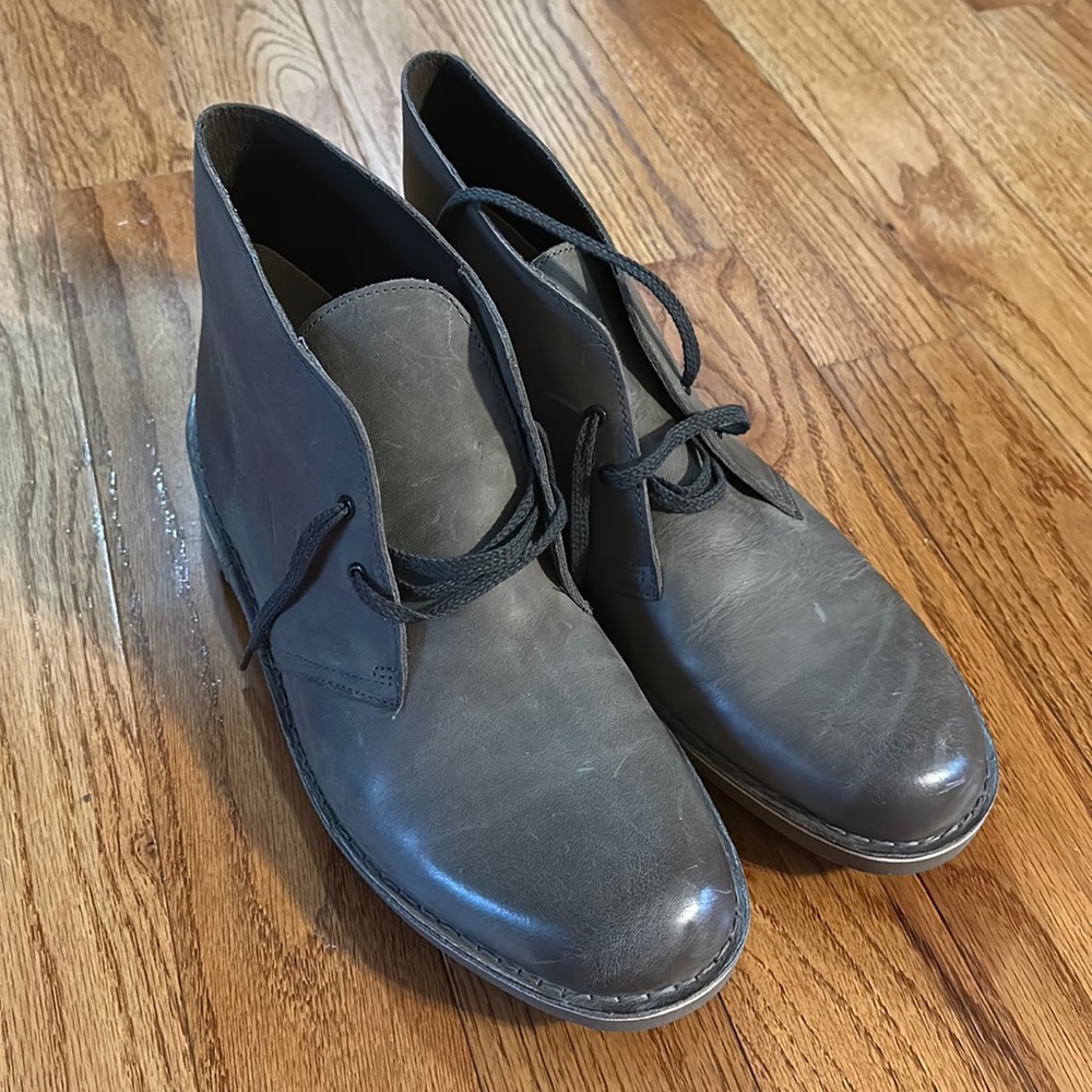 Clarks Grey Leather Bushacre Desert Boot Size 13